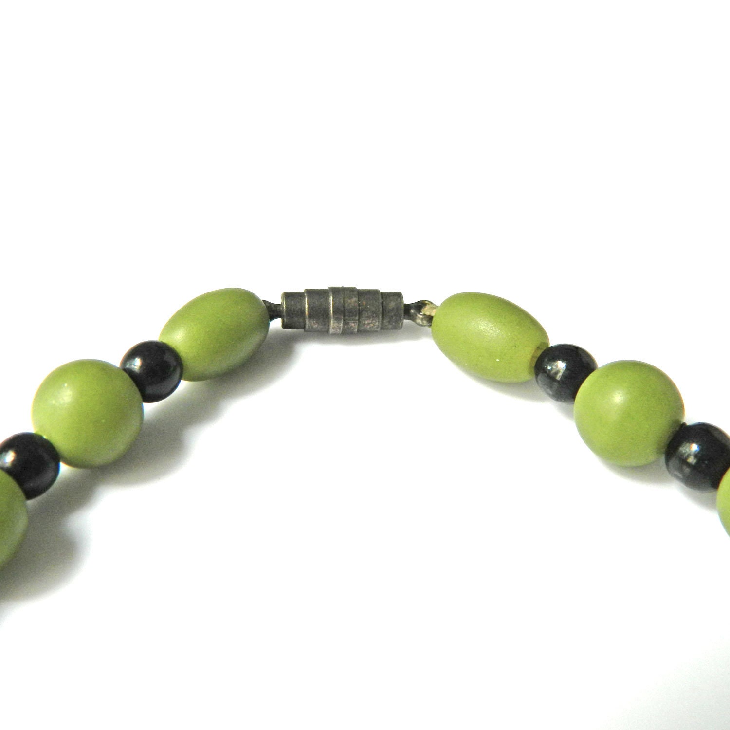 Collier Vintage Perles Boules Celluloid Vert – Style Rétro Et Fantaisie – Bon état