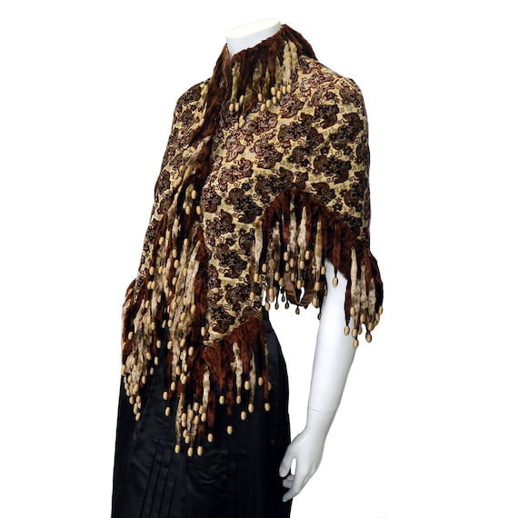 Antique Victorian Cut Velvet Cape - image 2