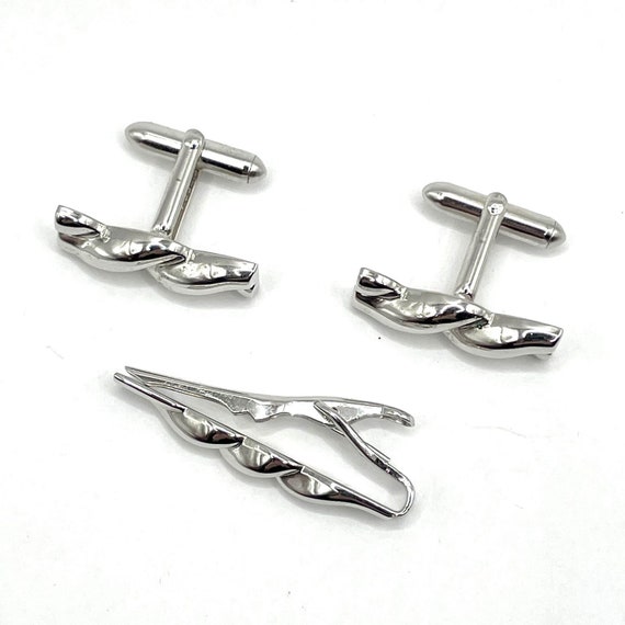 Vintage 1950s Cufflinks and Tie Clip Set - image 5