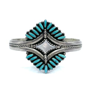 Vintage Sterling Silver Petit Point Cuff Bracelet