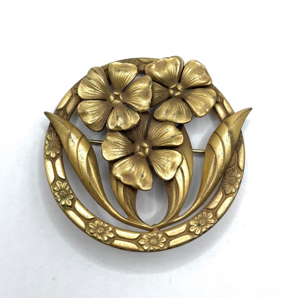 Vintage 1930s Flower Brooch - image 1