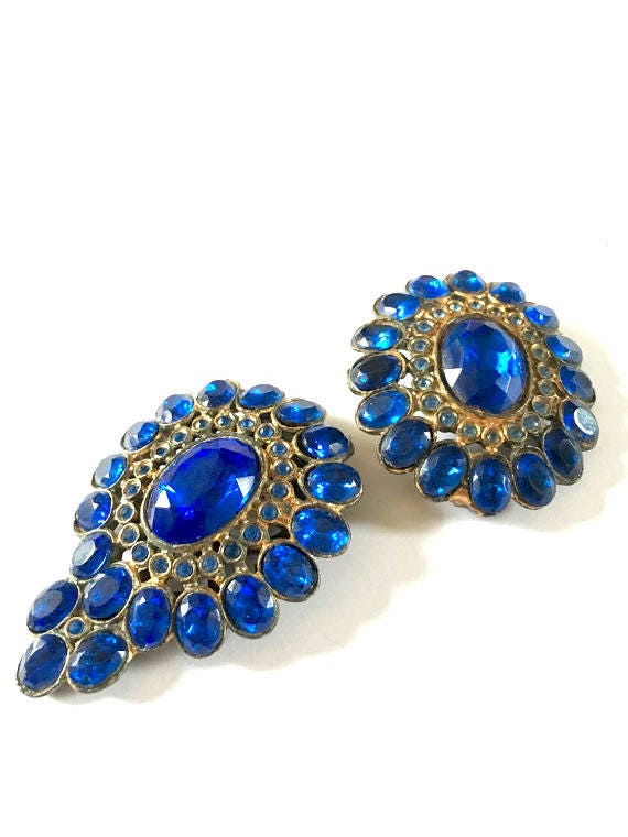 1930s Rhinestone Brooch and Dress Clip Set