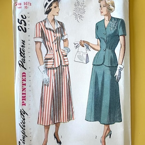 1940s Vintage Simplicity Printed Dress Pattern