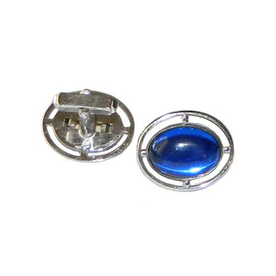 Vintage Anson Cuff Links Silver and Blue