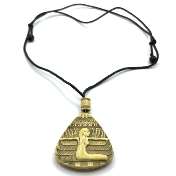Vintage Celluloid Egyptian Pendant Necklace - image 7
