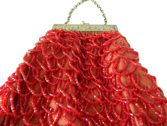 Antique Red Beaded Handbag