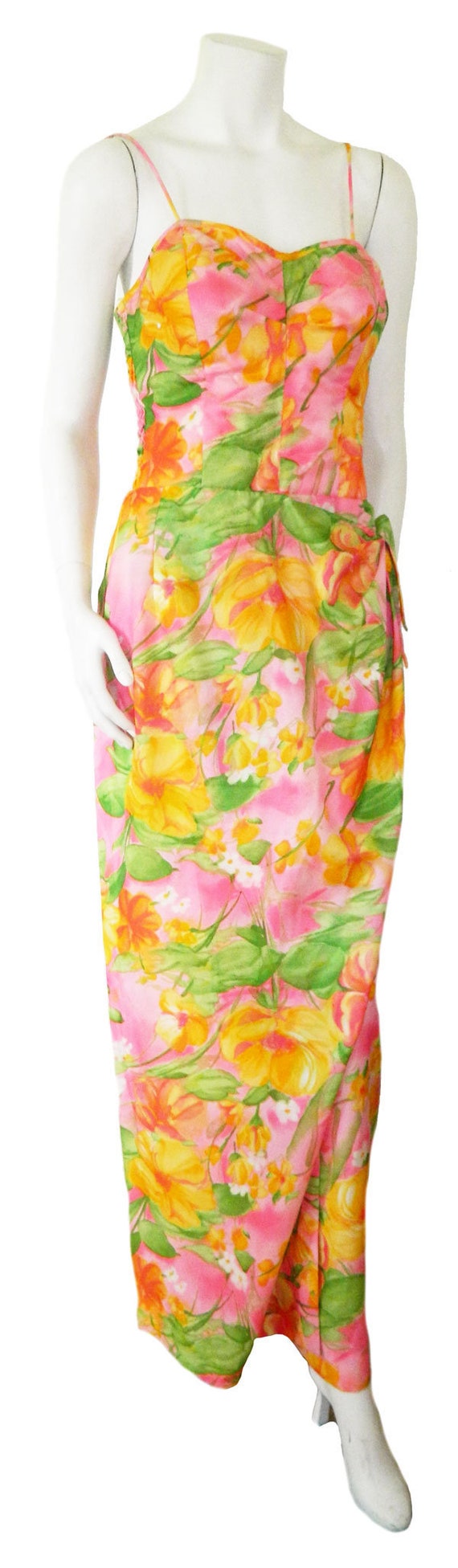 Vintage 1960's Long Hawaiian Sarong Style Dress
