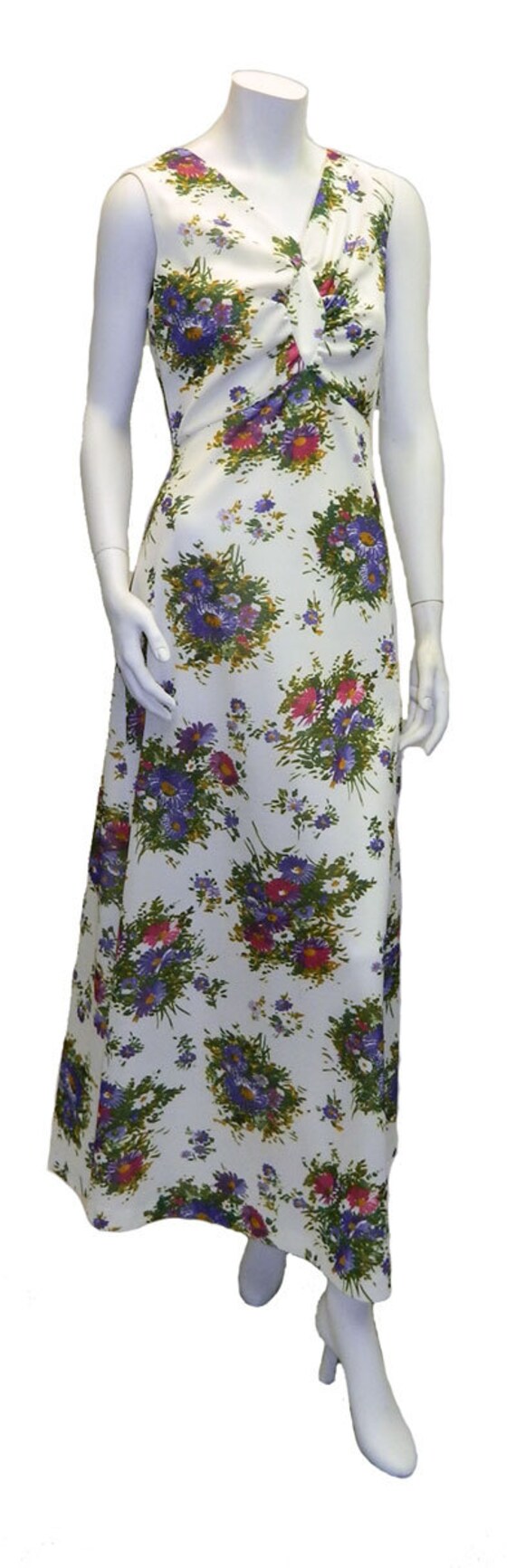 Vintage 1970s Long Floral Summer Dress Size 8 - image 4