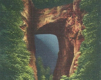 Vintage 1930s Virginia Postcard Natural Bridge Night Illumination