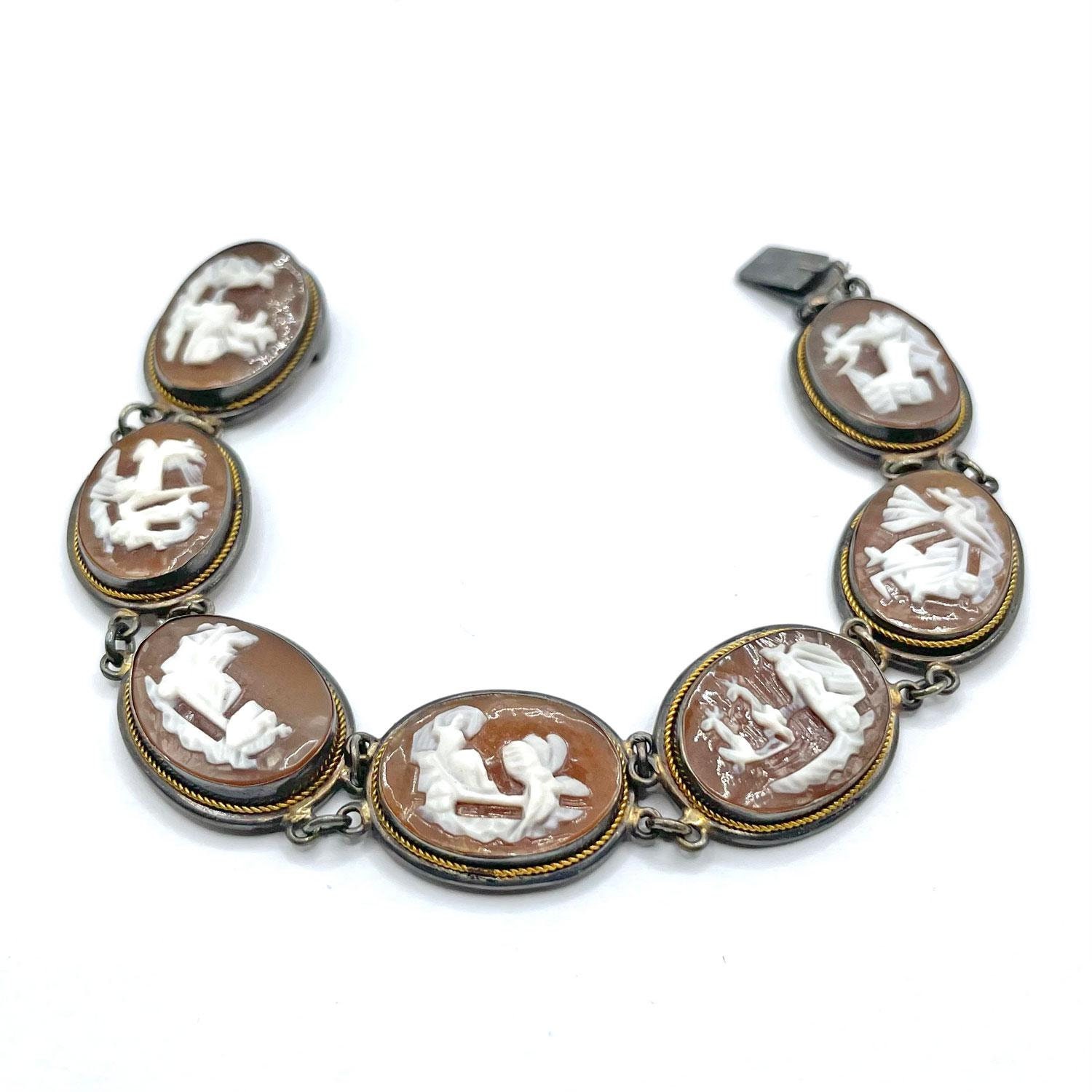 Antique Italian Seven Days a Week Cameo Bracelet in 800 Silver - Etsy