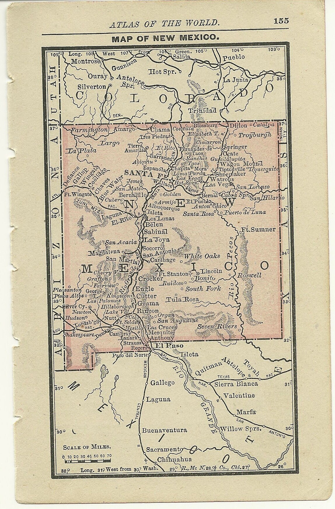 Antique New Mexico Mini Map 1887 - Etsy