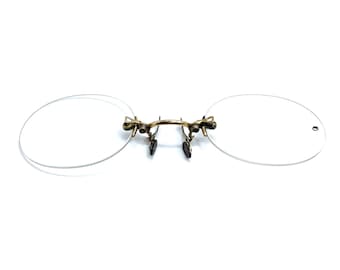 Prince Nez Hair Pin w/Chain Victorian Pince Nez Eyeglasses:  main image 4