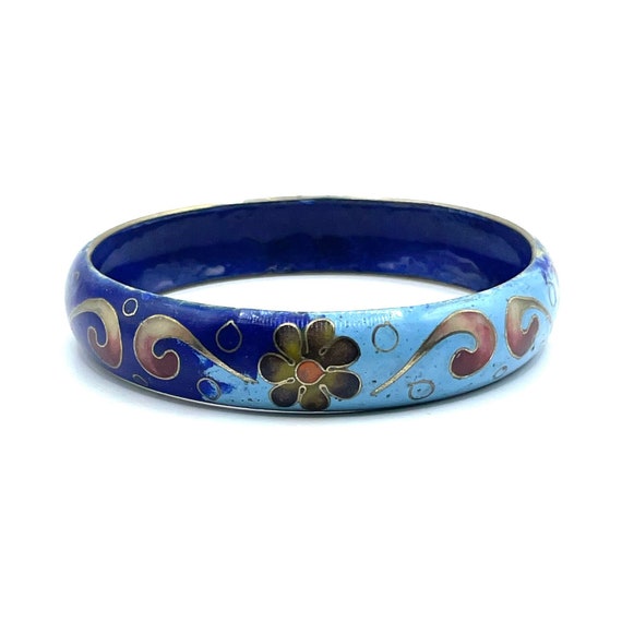 Vintage Enameled Clamper Bangle Bracelet - image 1