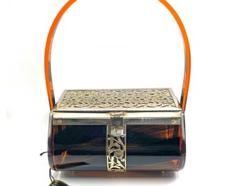 Unused With Tag 1950s Tortoiseshell Lucite Box Purse - Etsy