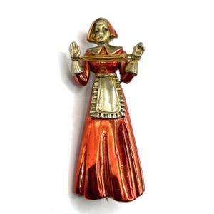 1940s Sterling Dutch Girl Figural Brooch