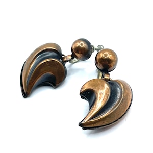 Vintage 1950s Rebajes Copper Crescent Drop Earrings