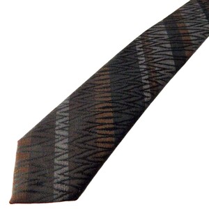 Vintage 1960s Diagonal Stripe Black and Grey Tie