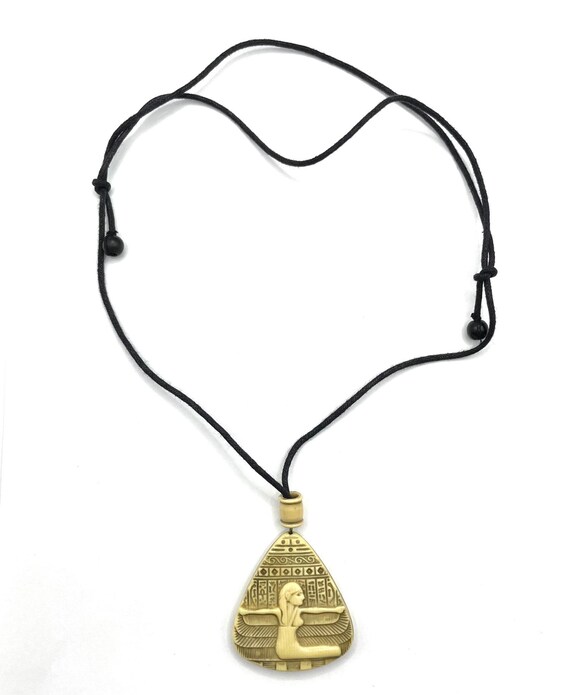 Vintage Celluloid Egyptian Pendant Necklace - image 10
