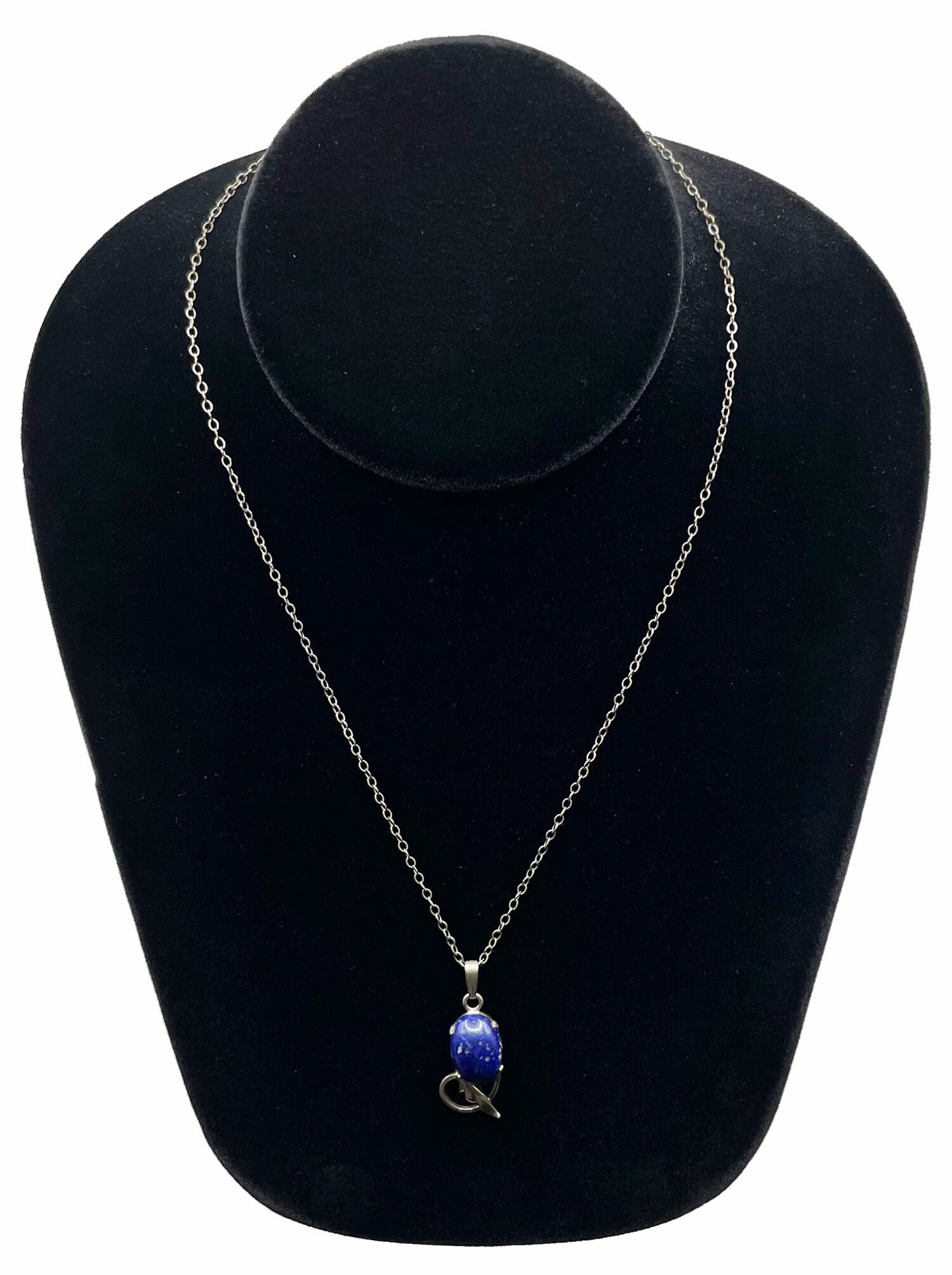 Collier Argent Sterling Art Déco Avec Lapis-lazuli - Bijou Antique, Style Jugendstil, Occasion