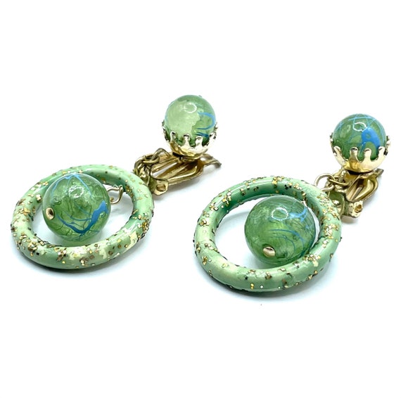 Vintage Mid Century Modern Glitter Drop Earrings - image 4