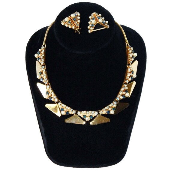 Vintage 1950s Leru Rhinestone Necklace and Earrin… - image 7