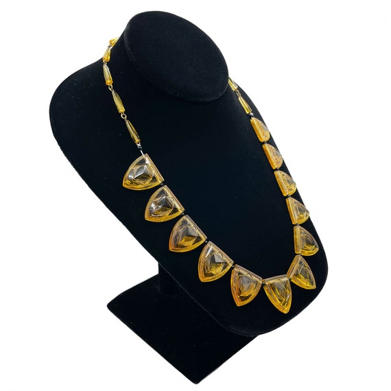 Vintage 1920s Art Deco Necklace Yellow Shields Cz… - image 6