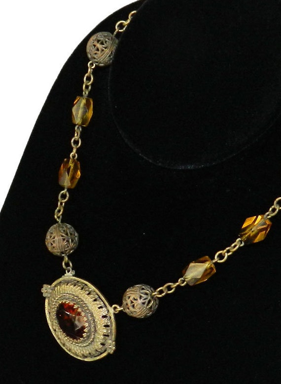 Antique Beaded Pendant Necklace