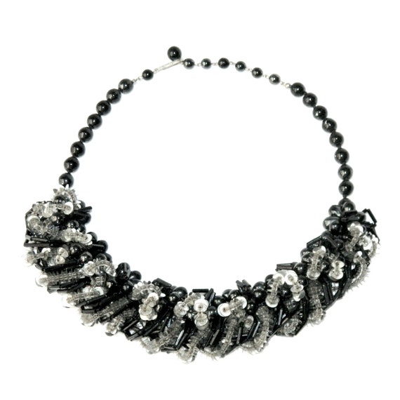 Vintage Black Bead and Sequin Necklace - image 7