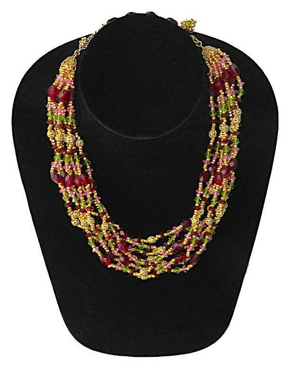 Vintage 1950s Miriam Haskell Multi Strand Beaded N