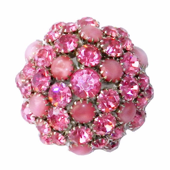 Vintage 1950s Warner Pink Rhinestone Brooch