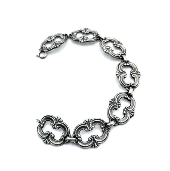 Vintage Art Nouveau Sterling Silver Bracelet - image 9