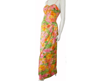 Vintage 1960s Long Hawaiian Sarong Style Dress