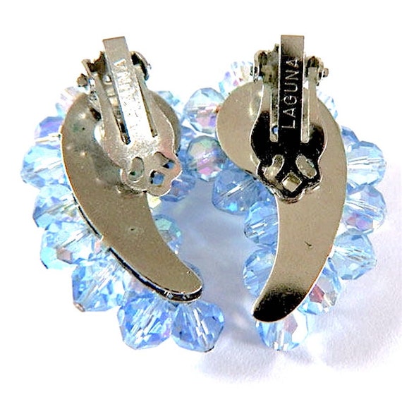 Vintage 1950s Blue Aurora Borealis Crystal Earrin… - image 6
