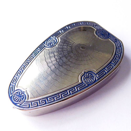 Vintage 1920s shops Enameled Compact with Guilloche Engraving