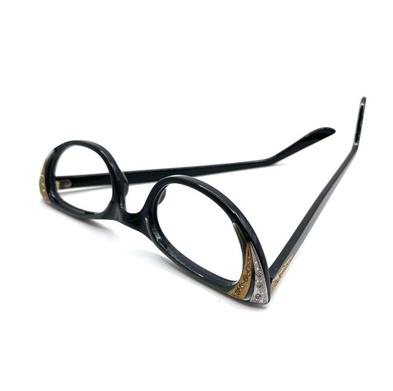 Vintage 1950s Eyeglasses Rhinestone Cat Eye Never… - image 5