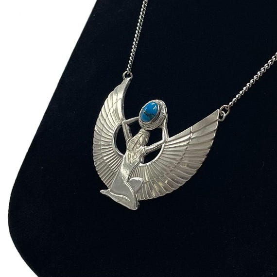 Vintage Egyptian Revival Isis Pendant Necklace