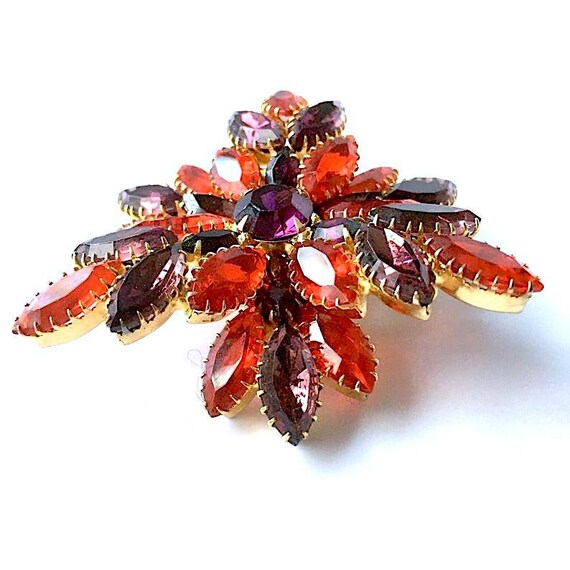 Vintage 1950s Red and Purple Marquise Rhinestone … - image 7