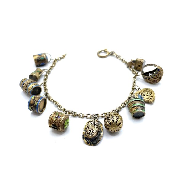 Vintage Portuguese Enameled Silver Charm Bracelet