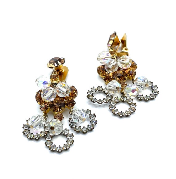 Vintage 1950s Amber Rhinestone and Aurora Boreali… - image 9