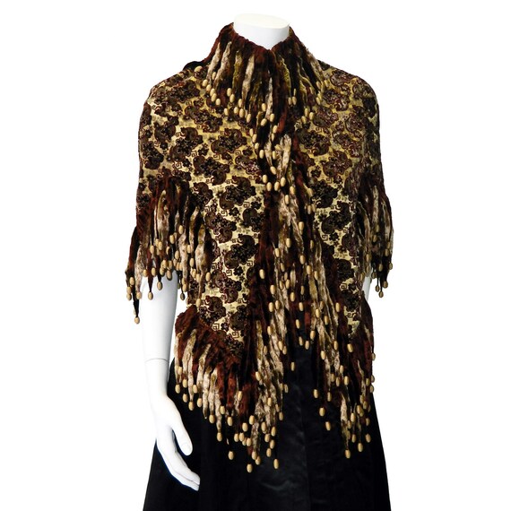 Antique Victorian Cut Velvet Cape - image 4