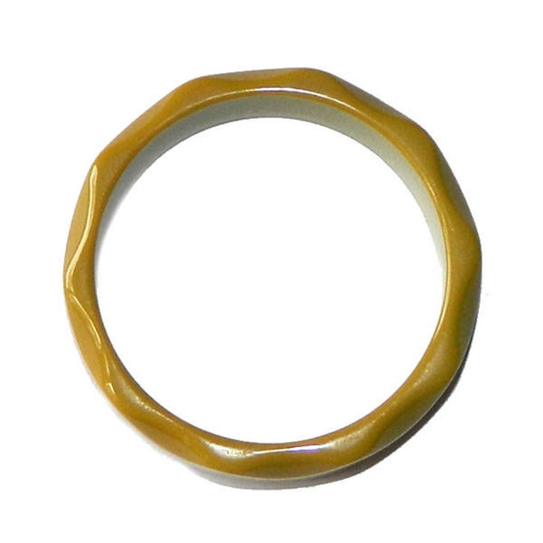 Vintage Carved Green Bakelite Bangle Bracelet