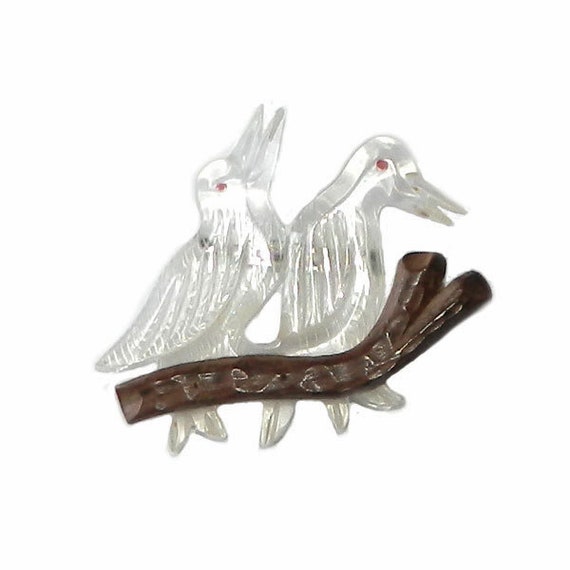 Vintage 1940s Lucite Bird Brooch Artisan Carved - image 1