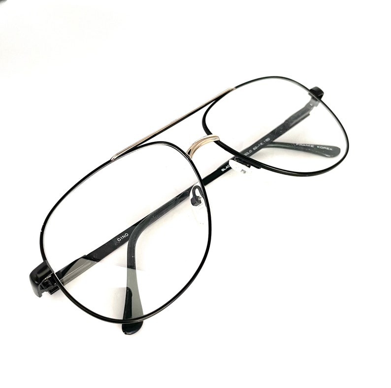 Vintage 1980s Black Aviator Style Eyeglasses Never Worn Large image 5