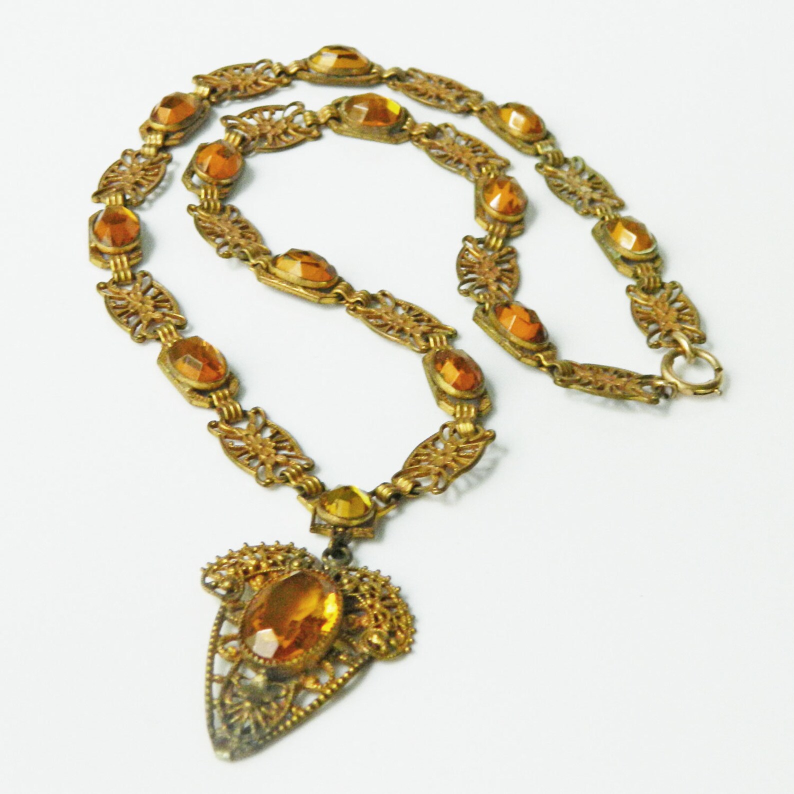 Antique Edwardian Amber Pendant Necklace | Etsy