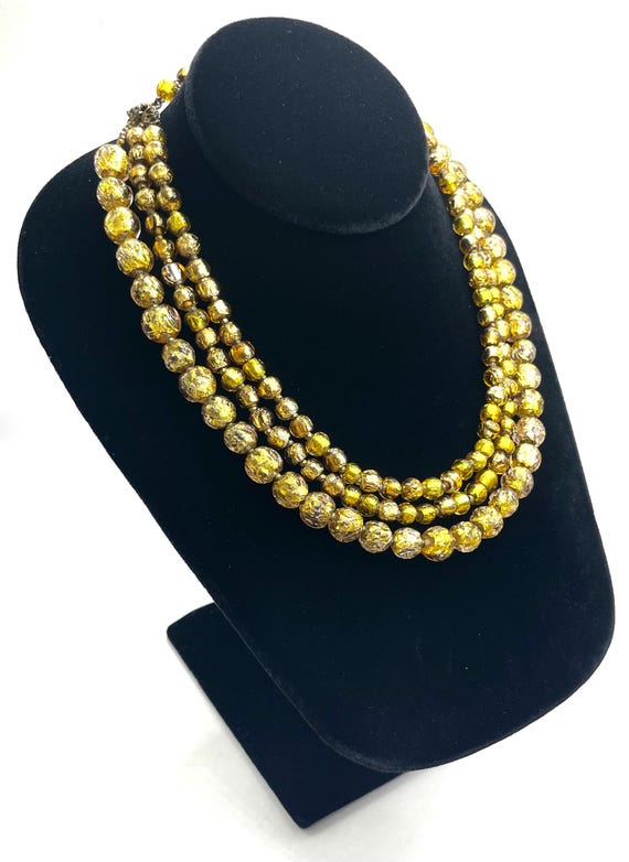 Vintage 1950s Miriam Haskell Art Glass Beaded Necklace