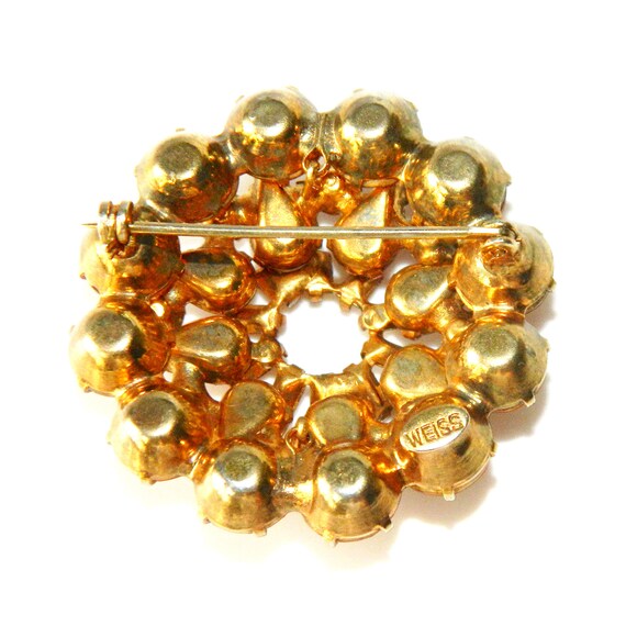 Vintage Weiss 1950s Rhinestone Circle Brooch - image 4