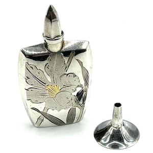 Vintage Sterling Silver Floral Perfume Bottle