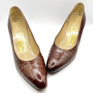 Size 5A Ferragamo Vintage 1980s Shoes Alligator Grained image 6