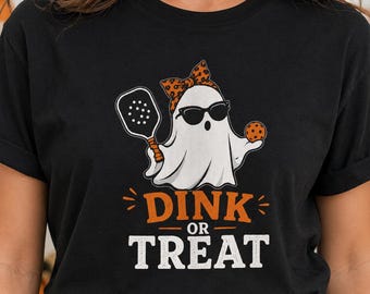 Dink or Treat Pickleball Halloween Shirt | Funny Halloween Pickleball Ghost Tee |Pickleball Player Gift | Spooky Season Tee