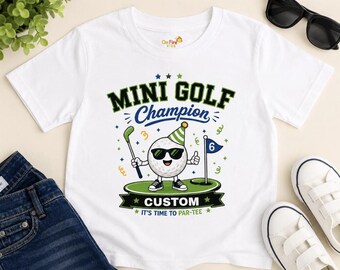 Mini Golf Shirt for Boy, Personalized Golf Birthday Tee, Mini Golf Champion Shirt, Custom Name Golf Party Outfit